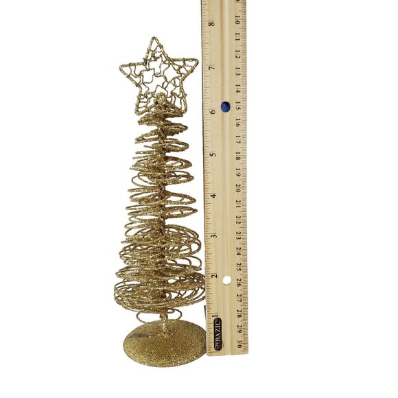 Xmas Gold Tone Wire Metal Christmas Tree Decoration Holiday Display Décor Glitte - Picture 4 of 5